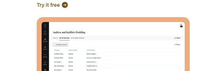 Vendor management table
